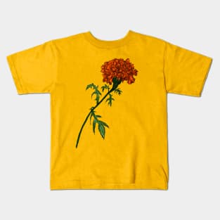 French Marigold Flower Vibrant Ink Drawing Kids T-Shirt